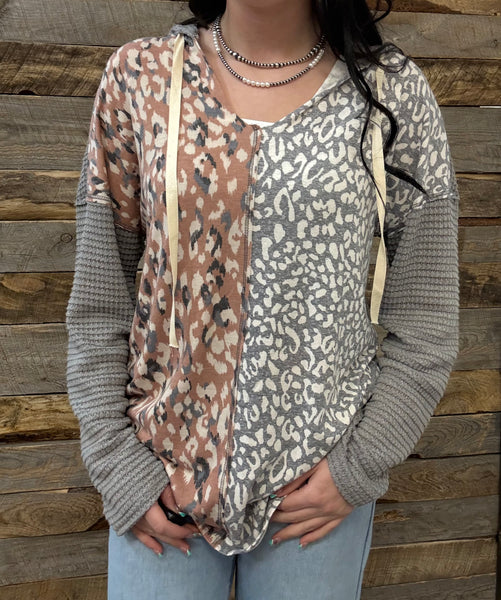 The Start Today Is Hooded Heather Grey & Mauve Sweatshirt