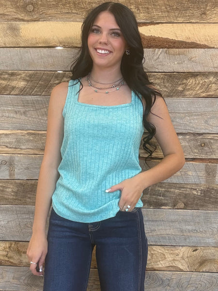 The Talk It Up Turquoise Tank Top