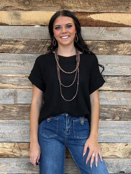 The Talk To It Black Sweater Cuff Top