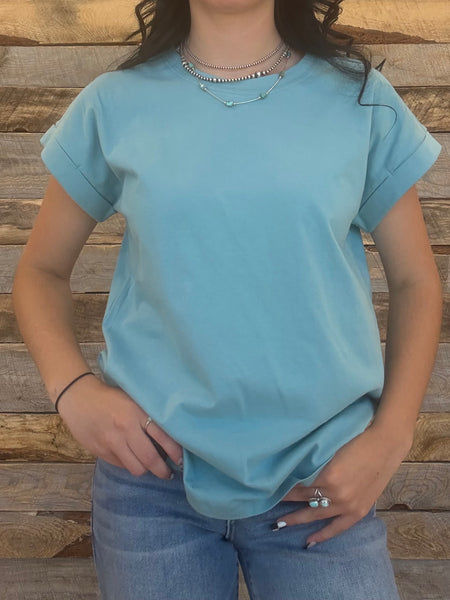The Take It Basic Dusty Teal Top