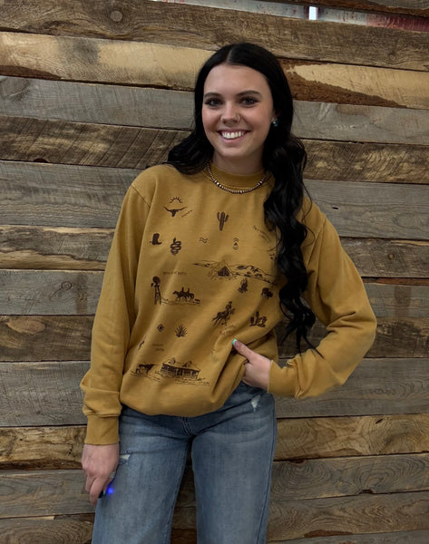 The Western All Over Mineral Mustard Sweatshirt