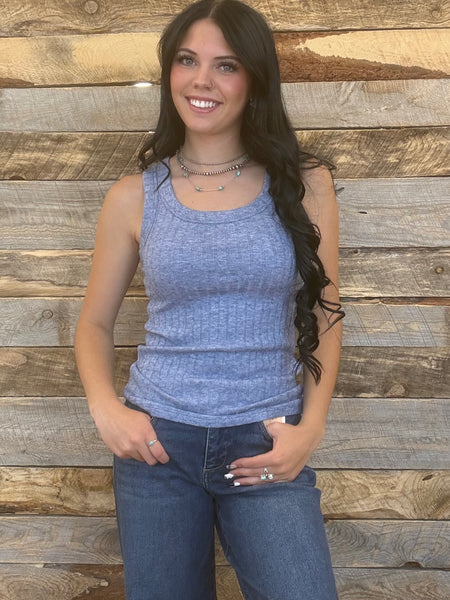 The Talk To Us Light Navy Tank Top