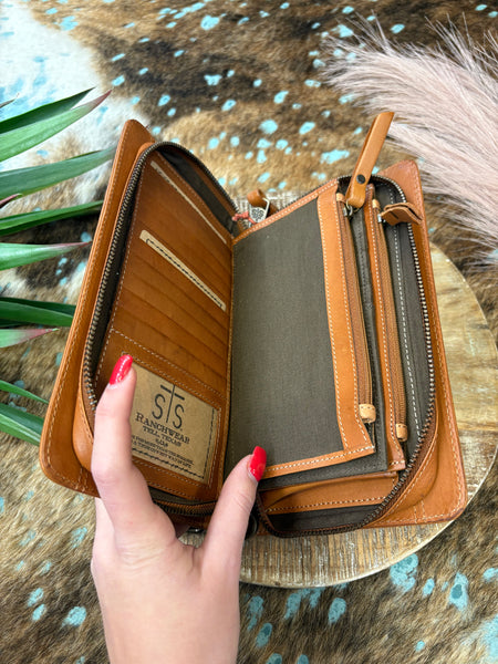 The Way Far Leather Famous Evie Organizer Wallet Crossbody Purse