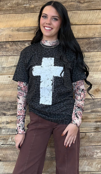 The Cross Leopard Black Tee
