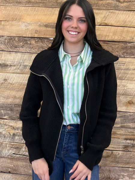 The Nothing Stops This Black Sweater Cardigan Jacket
