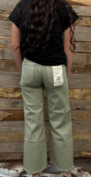 The Josey High Rise Wide Leg Crop Sage Jeans