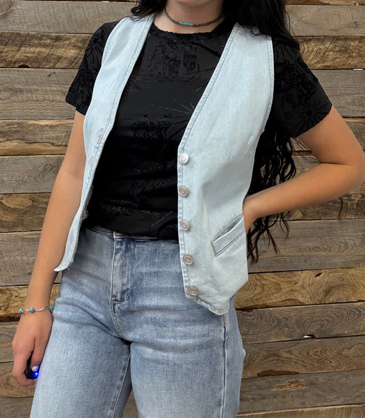 The Follow It Light Denim Vest