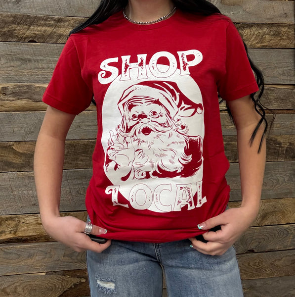The Shop Local Santa Red Tee