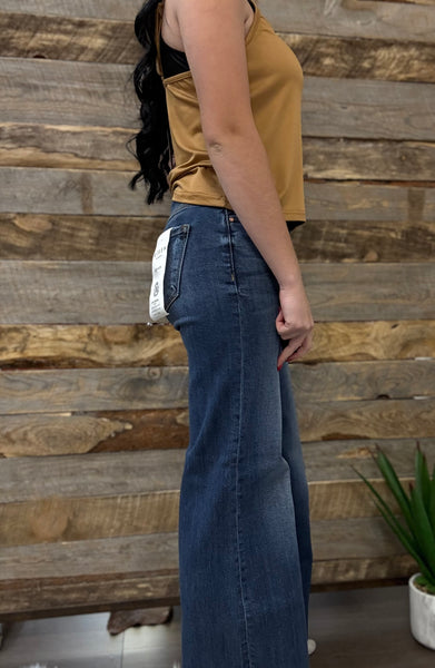 The Dana Mid Rise Extreme Wide Leg Dark Jeans