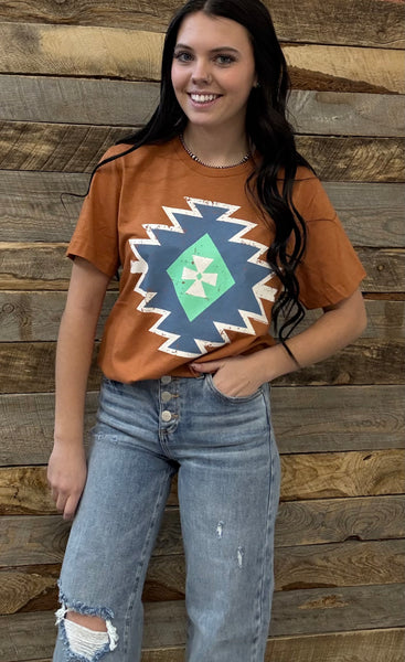 The Jackson Aztec Heather Autumn Rust Tee