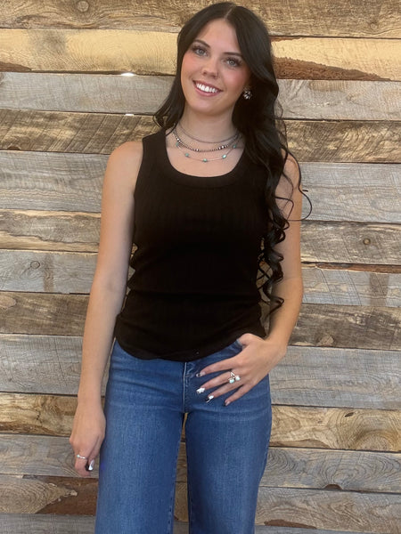 The Talk To Us Black Tank Top