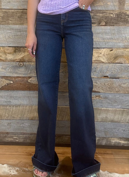 The Denise High Rise Dark Wide Leg Jeans