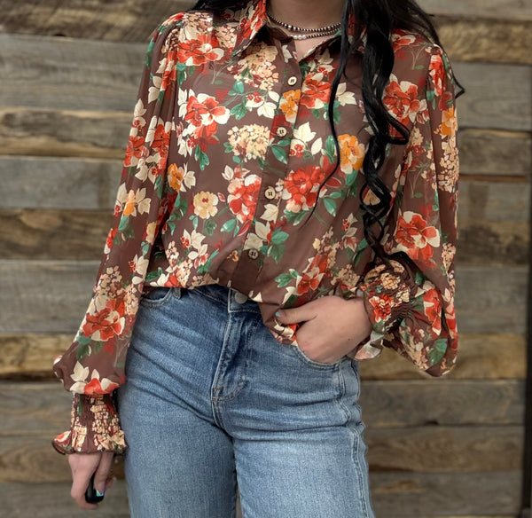 The Floral Mesh Blouse Top