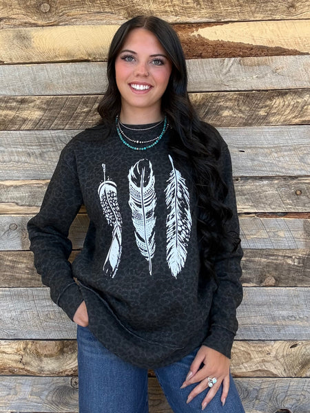 The Feathers Sweatshirt Perfect Cut Black Leopard Sweatshirt