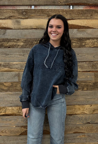 The Mixed Up Thoughts Denim Hoodie Sweatshirt