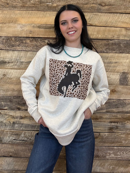 The Leopard Bronc Sweatshirt Perfect Cut Oatmeal Sweatshirt