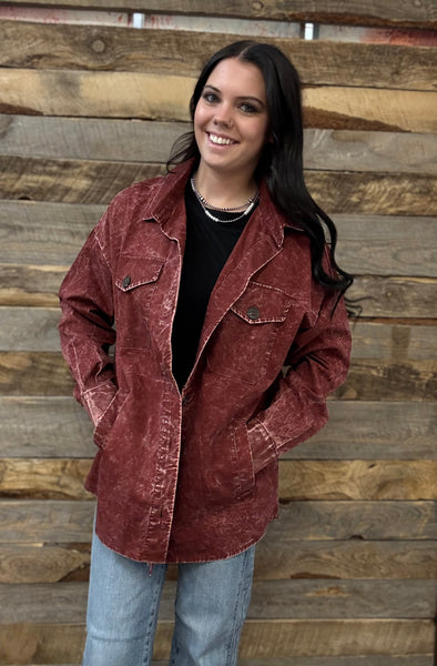 The Way To It Mineral Wash Button Rust Jacket