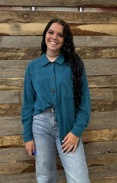 The Follow It Up Teal Jacket