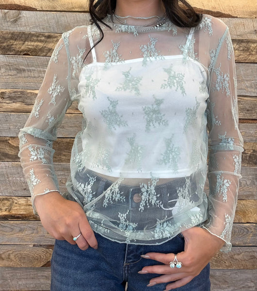 The Aqua Lace Mesh Top