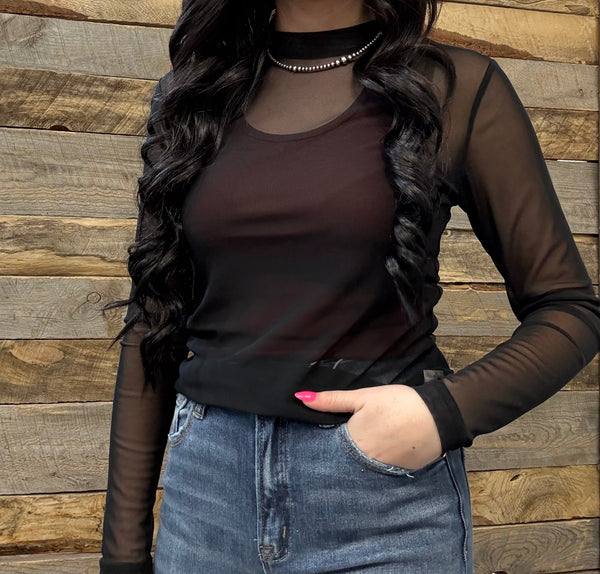 The Black Mesh Top