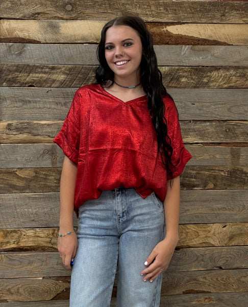 The Metallic Red Top