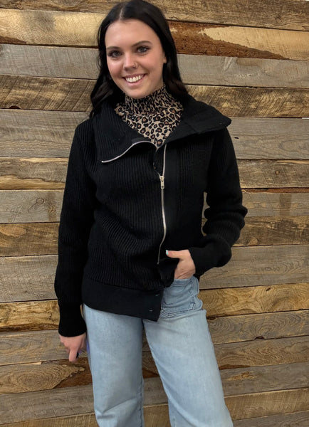 The Nothing Stops This Black Sweater Cardigan Jacket