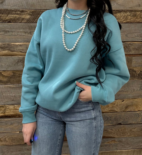 The Right Way There Dusty Teal Sweater
