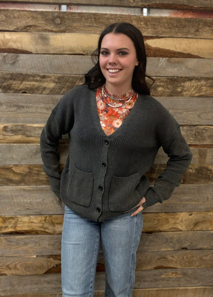 The Really Vintage Dark Grey Sweater Cardigan