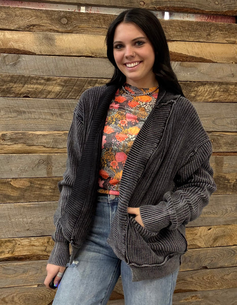 The Way There Black Sweater Cardigan