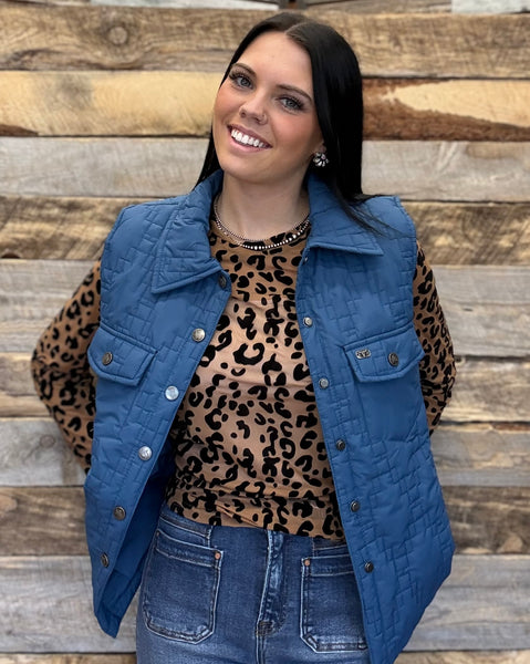 The Simple Solid Quilted Teal Vest