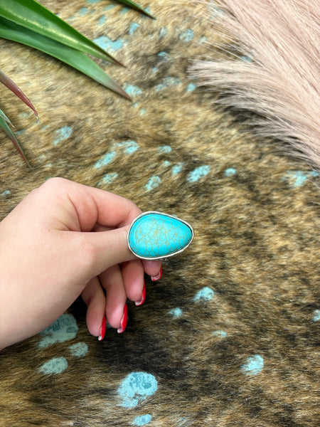 The Stay Here Stretchy Turquoise Ring