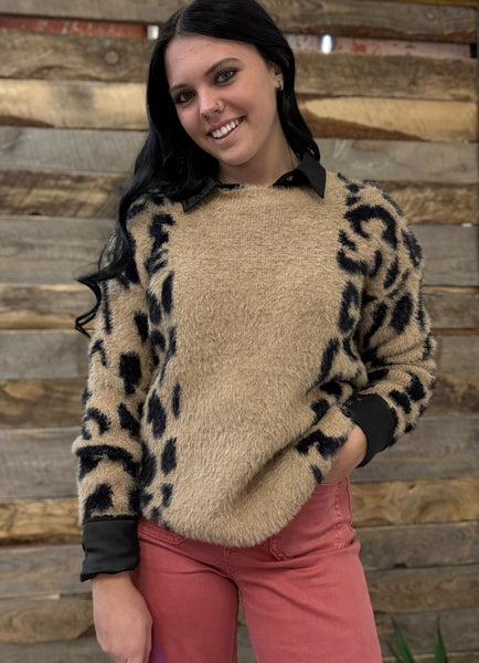 The All There Leopard Mocha/Black Sweater