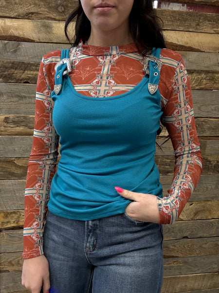 The Look Up Turquoise Buckle Tank Top