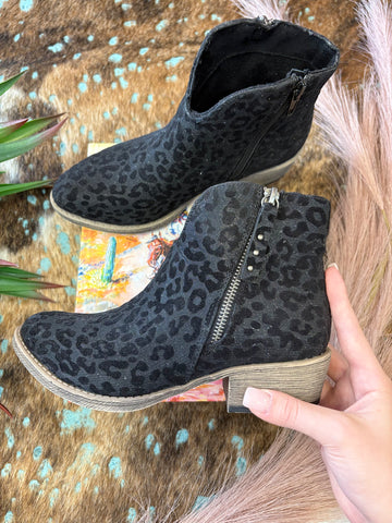 The Best Way Black Leopard Bootie