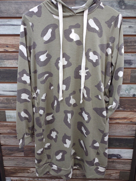 The Leopard and Comfort Olive Hoodie Top