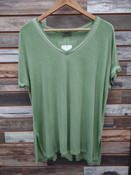The Right Here Olive Green V Neck Top