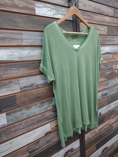 The Right Here Olive Green V Neck Top