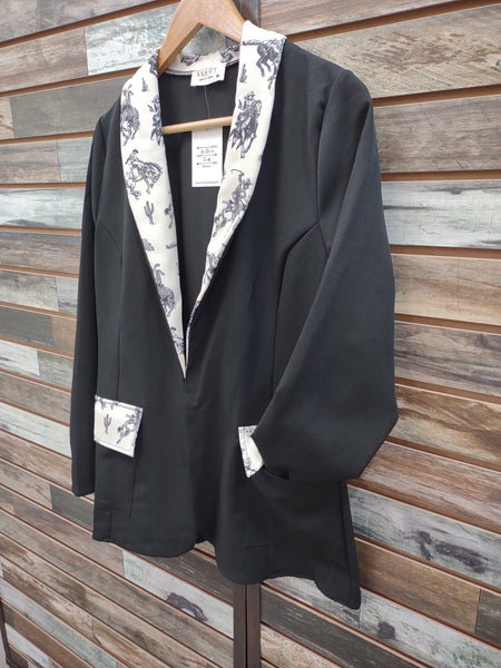 The Cowboy Print Black Blazer
