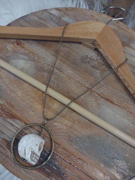 The Antique Brass Days Skull Necklace