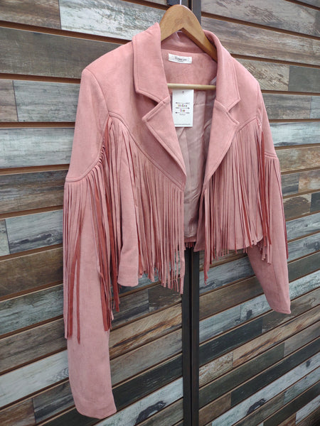 The Suede Fringe Mauve Jacket