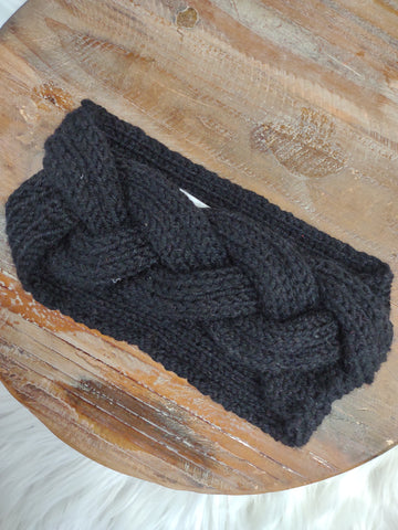 The Braided Black Winter Headband