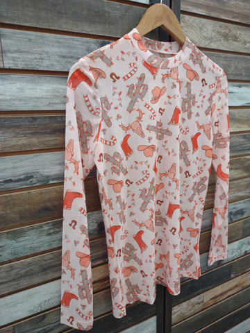 The Christmas Cactus Mesh Top