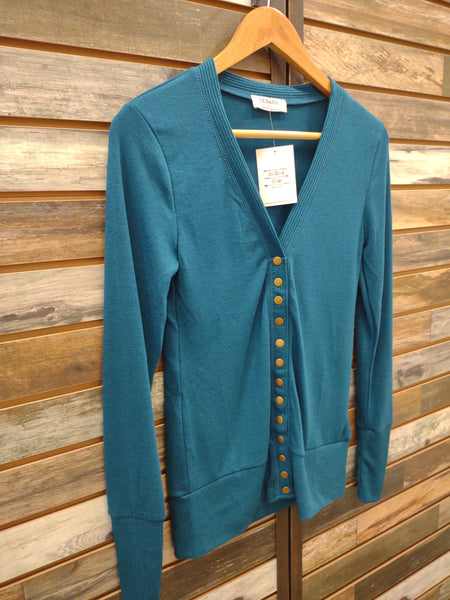 The Snap Button Sweater Deep Teal Cardigan