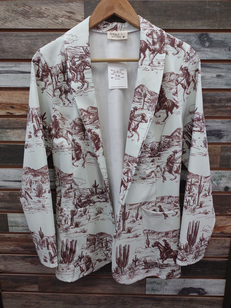 The Western Wild West Print Mocha Blazer