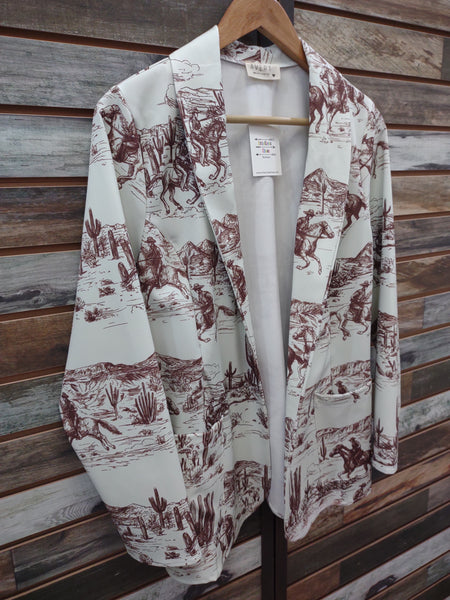 The Western Wild West Print Mocha Blazer