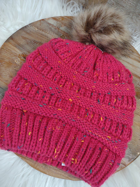 The Pink Confetti Pom Pom Beanie