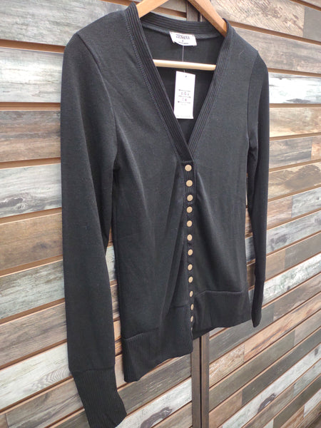 The Snap Button Sweater Black Cardigan