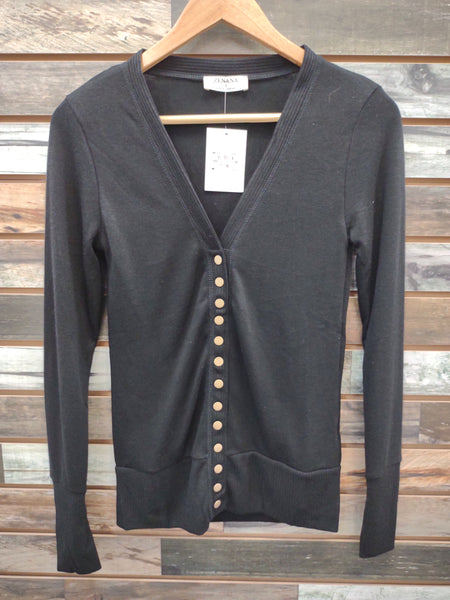 The Snap Button Sweater Black Cardigan