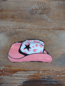 The Cow Print Pink Hat Clip