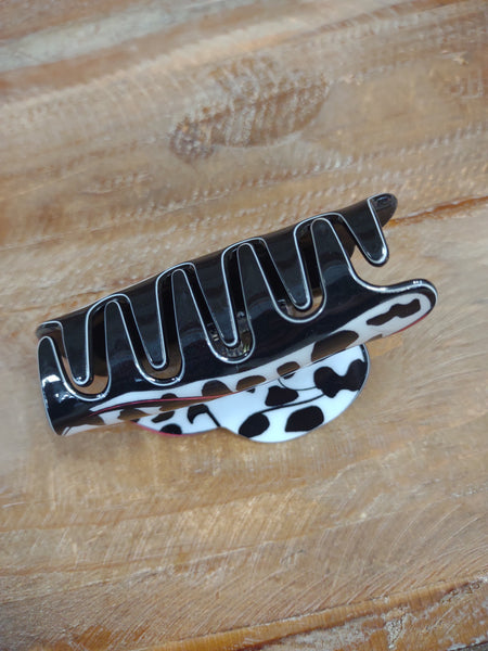 The Cow Print Black and White Hat Clip